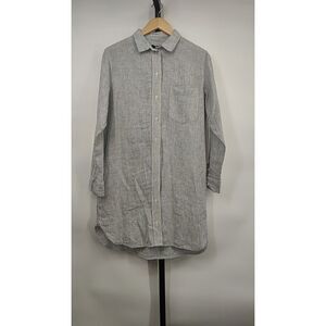 Quince Light Gray Striped Shirt Dress